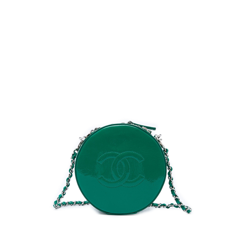 Pre-Loved Chanel CC Patent Round As Earth Bag